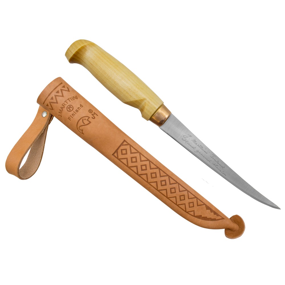 Marttiini Filleting Knife Classic 6'' - Filetiermesser 15,5 cm / 27,5 cm mit Holzgriff und Lederscheide