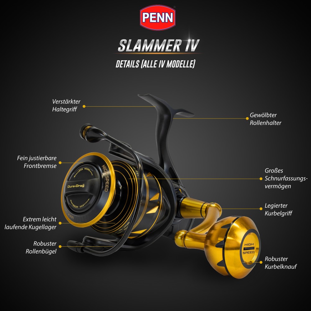 Penn Slammer IV 4500 - 390m/0,25mm - 6,2:1 - 425g