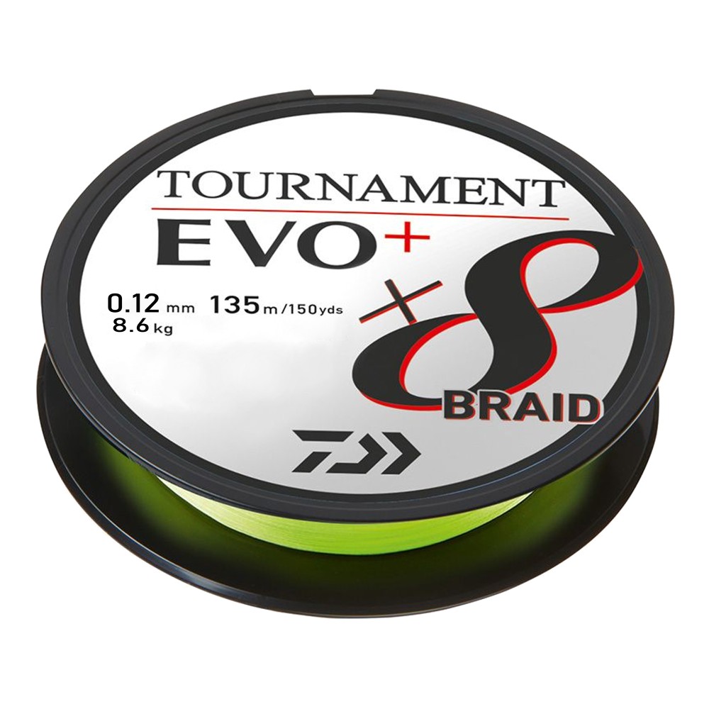 Daiwa Tournament x8 Braid Evo+ Geflochtene Schnur chartreuse - TK8,6kg - 0,12mm - 135m