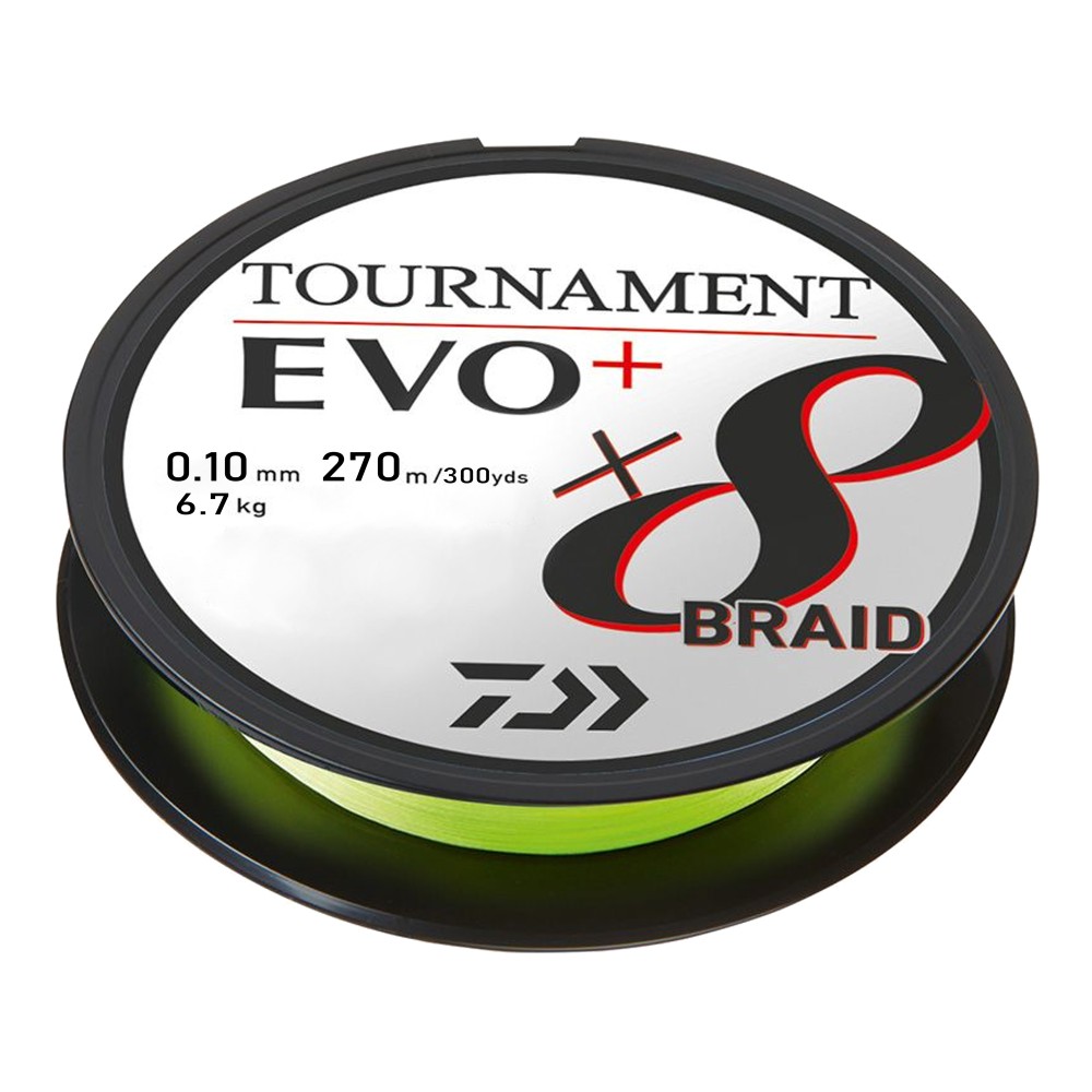 Daiwa Tournament x8 Braid Evo+ Geflochtene Schnur chartreuse - TK6,7kg - 0,10mm - 270m