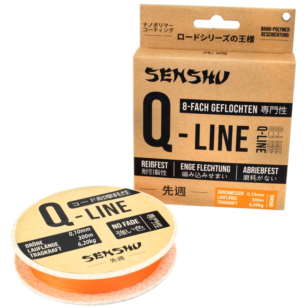 Senshu Q-Line Geflochtene Schnur 0,10mm - orange - 300m