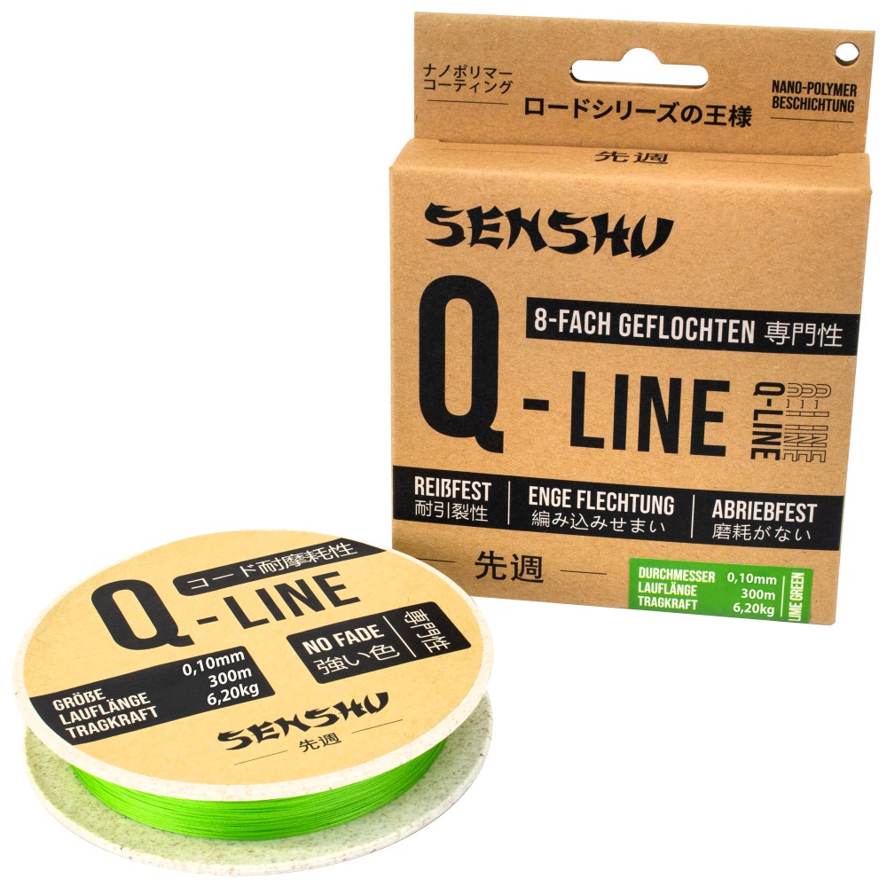 Senshu Q-Line Geflochtene Schnur 0,10mm - lime green - 300m