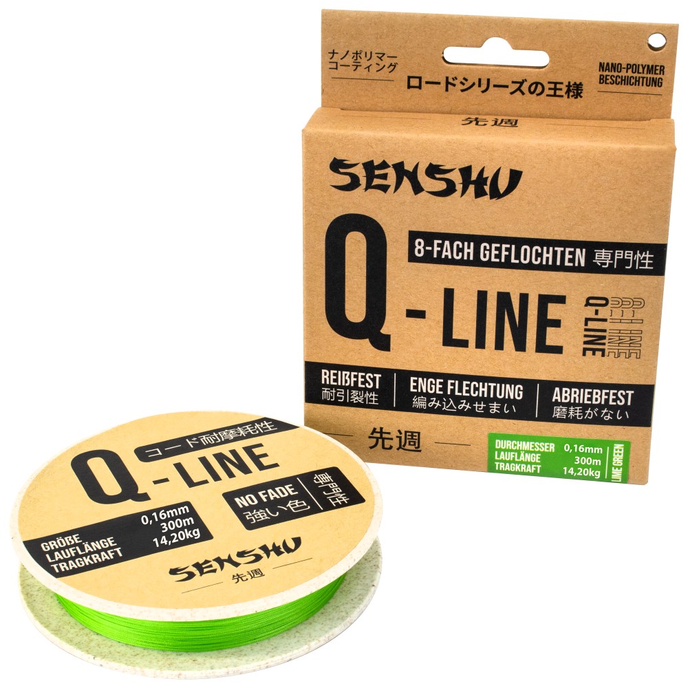 Senshu Q-Line Geflochtene Schnur 0,16mm - lime green - 300m