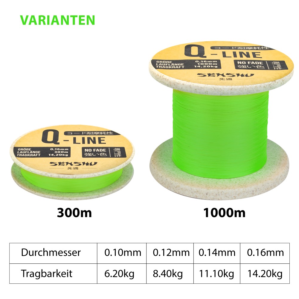 Senshu Q-Line Geflochtene Schnur 0,16mm - lime green - 300m