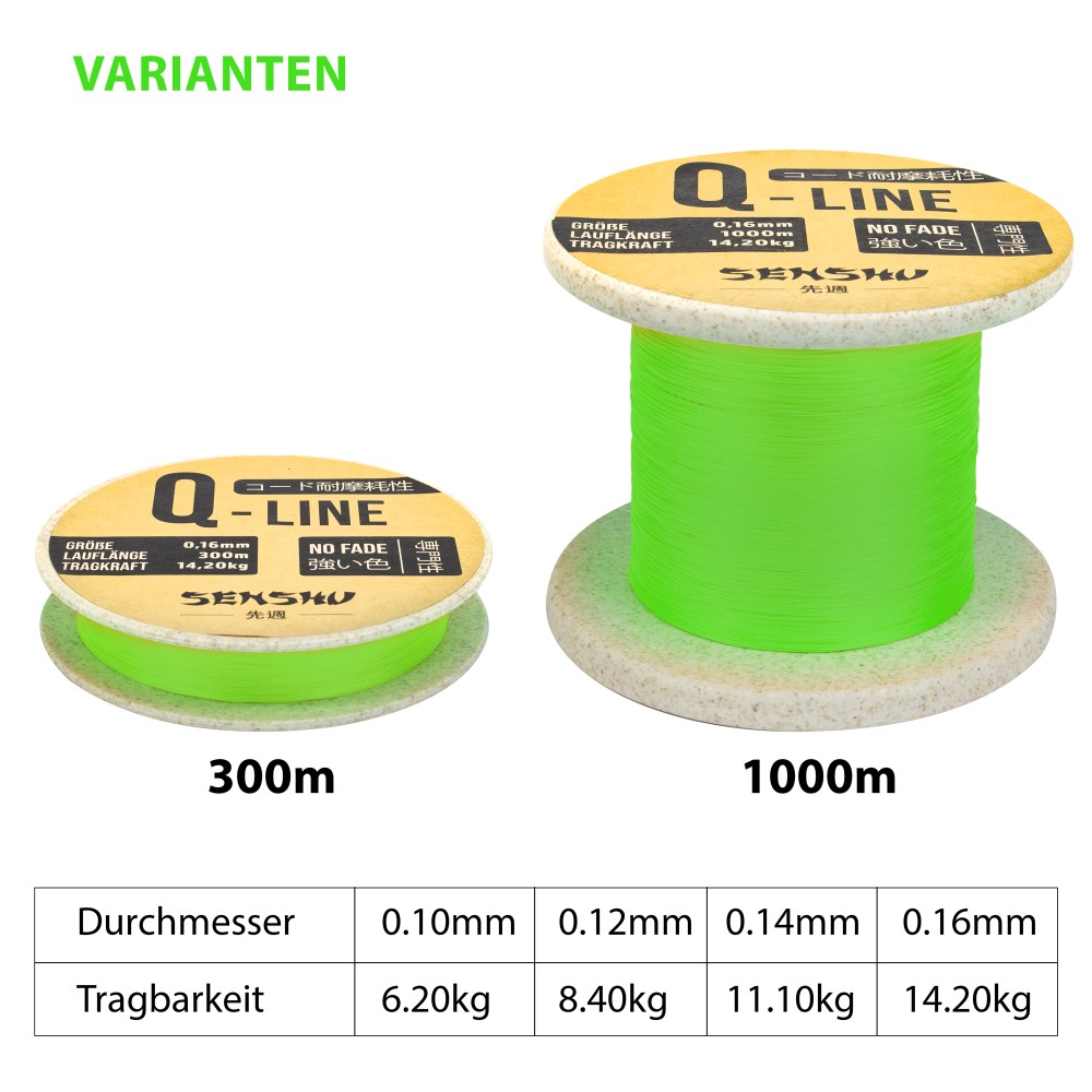 Senshu Q-Line - Geflochtene Schnur 0,16mm - lime green - 300m