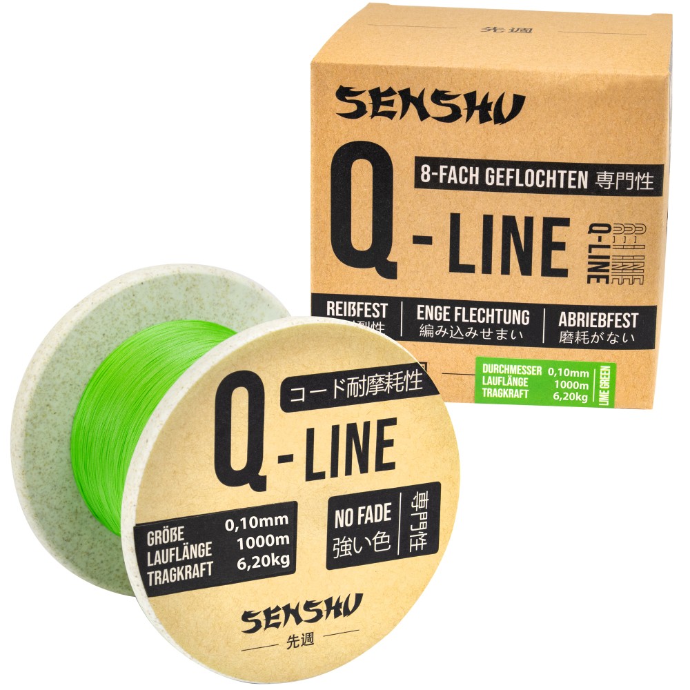 Senshu Q-Line Geflochtene Schnur 0,10mm - lime green - 1000m