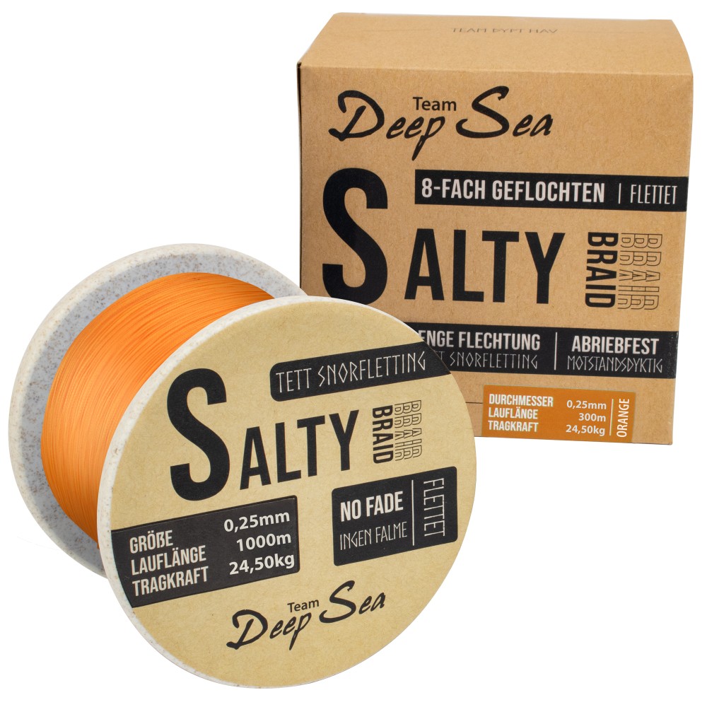 Team Deep Sea Salty-Braid Geflochtene Schnur 0,25mm - orange - 50m