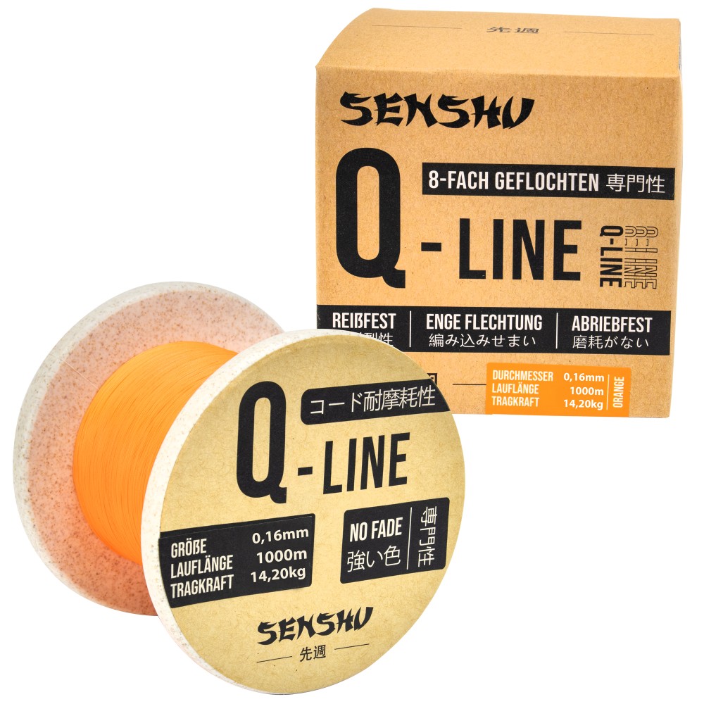 Senshu Q-Line Geflochtene Schnur 0,16mm - orange - 50m