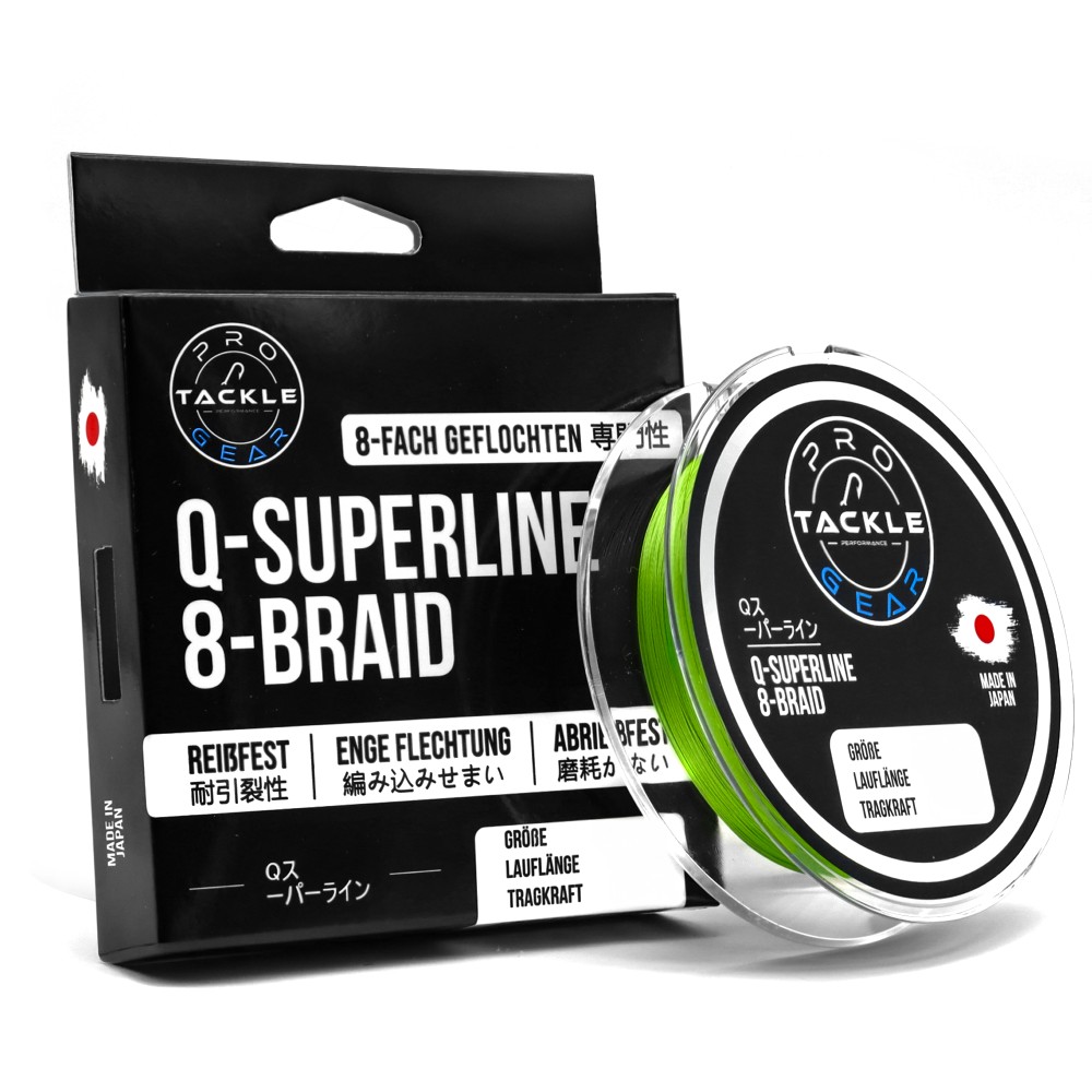 Pro Tackle Q-Superline 8-Braid - Geflochtene Schnur 0,10mm - fluo green - 8,0kg - 150m