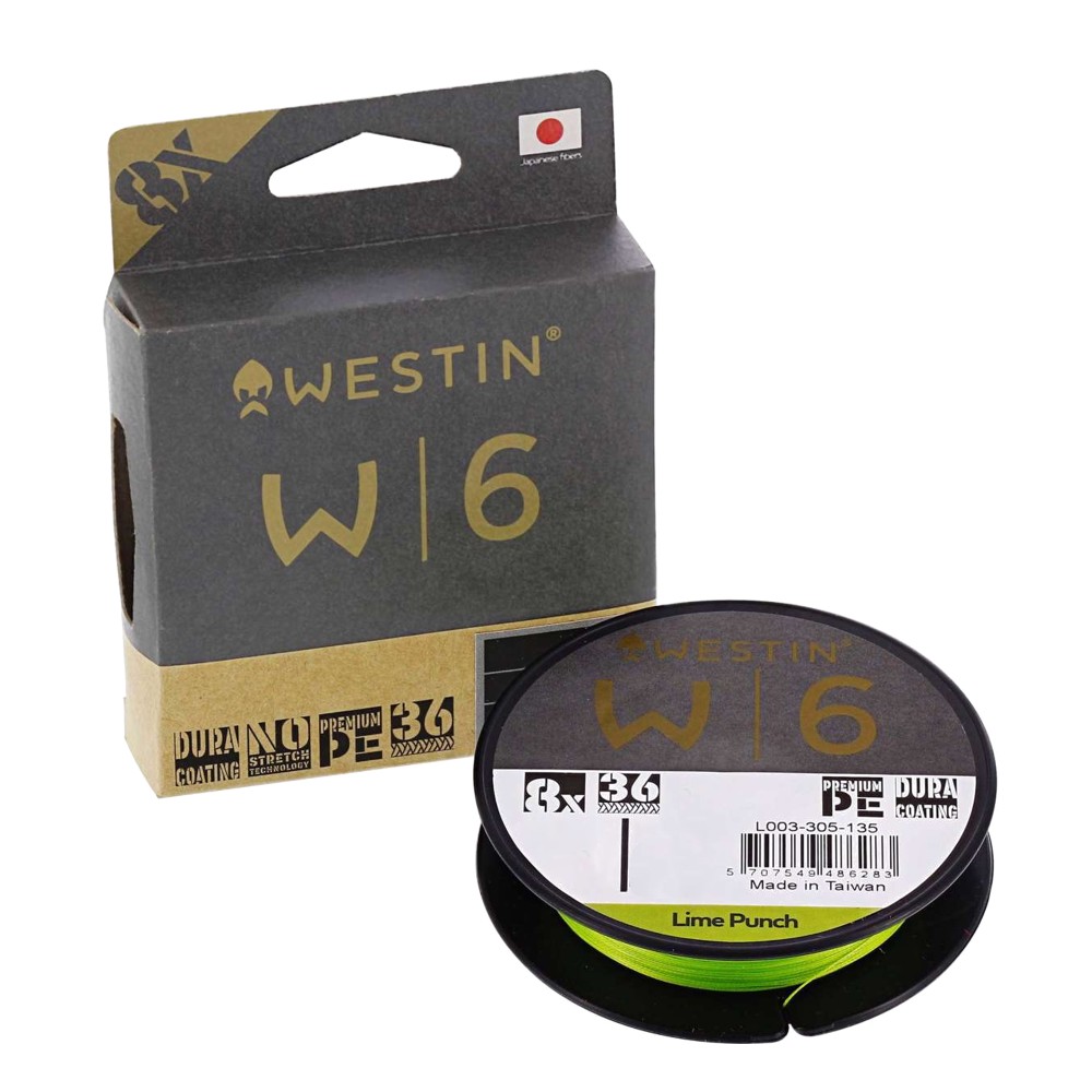 Westin W6 8 Braid Lime Punch - Geflochtene Schnur 135m - TK13,3Kg - 0,235mm