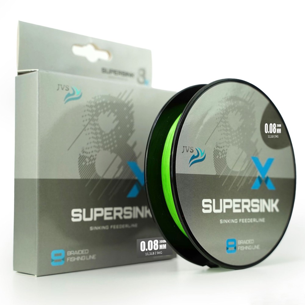 JVS SuperSink 8-Braid Feederline - Feederschnur sinking - 200m - 0,06mm - grün - 4,0kg