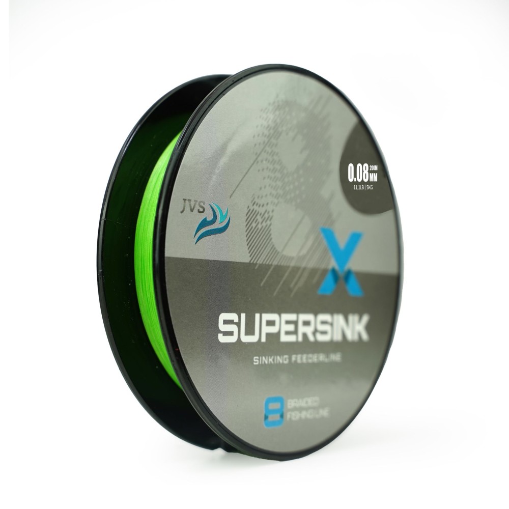 JVS SuperSink 8-Braid Feederline - Feederschnur sinking - 200m - 0,10mm - grün - 8,0kg