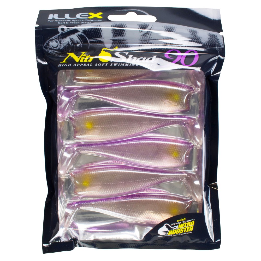 Illex Nitro Shad 90 Gummifisch Purple Clear 9cm - Purple Clear - 7,5g - 6 Stück