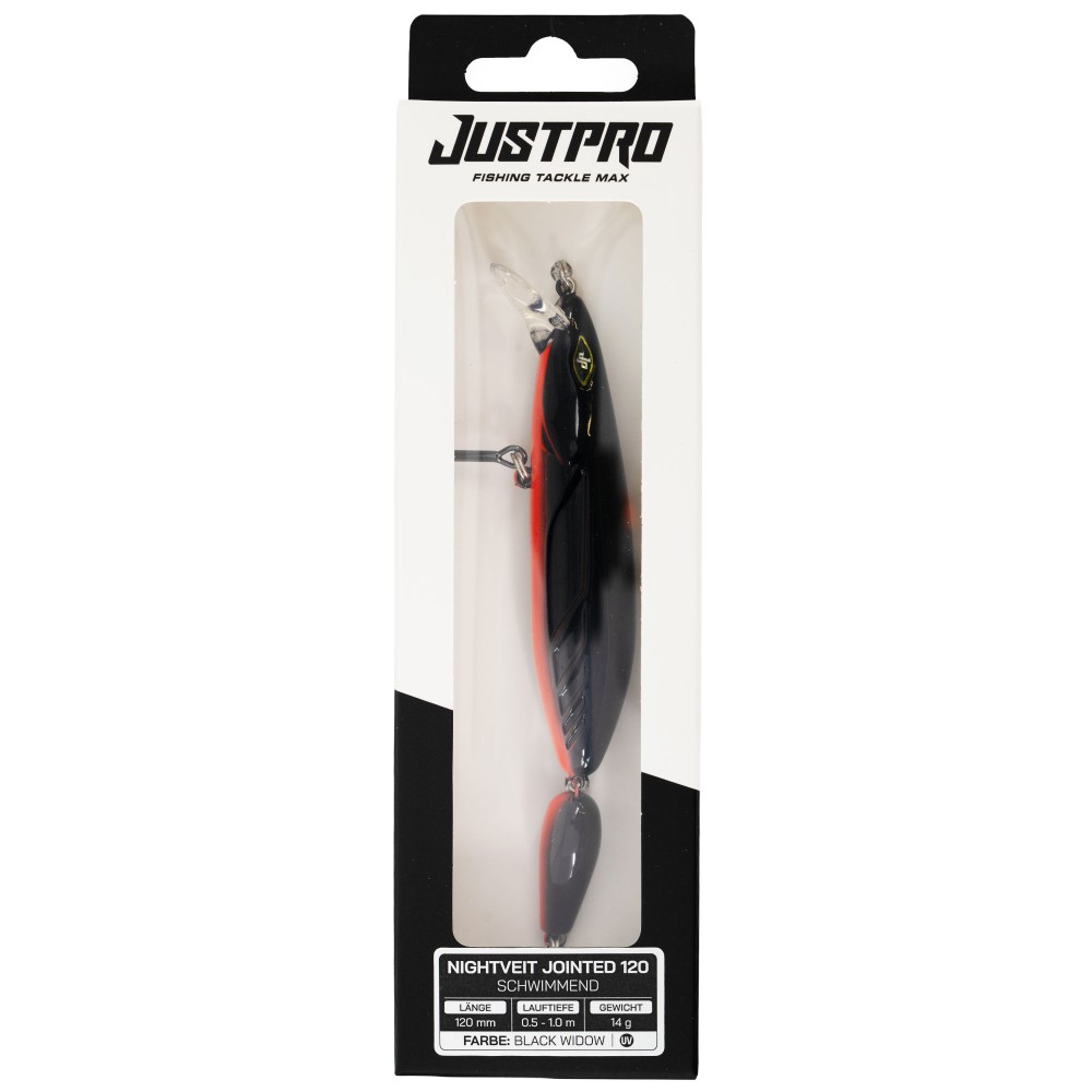 JustPro Nightveit Jointed 120 - Zanderwobbler Black Widow - 12cm - 1 Stück