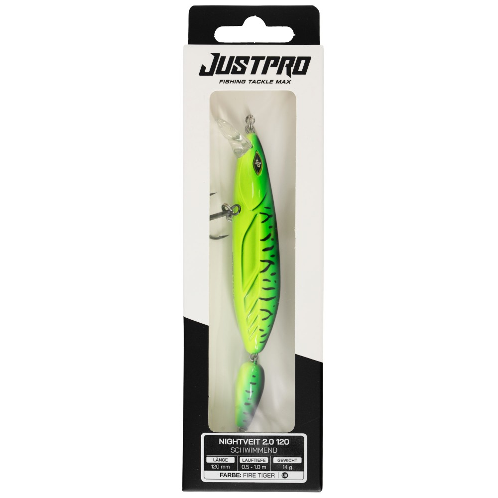 JustPro Nightveit Jointed 120 - Zanderwobbler Fire Tiger - 12cm - 1 Stück
