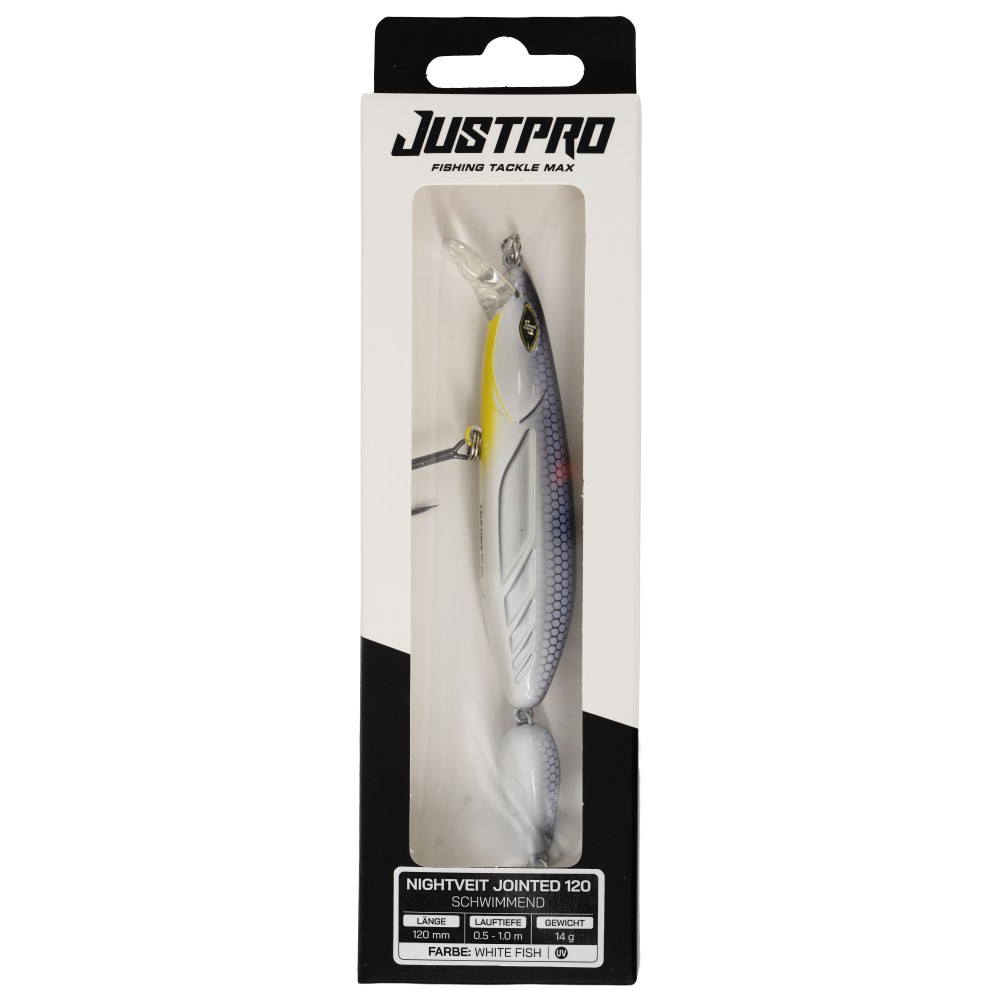 JustPro Nightveit Jointed 120 - Zanderwobbler White Fish - 12cm - 1 Stück