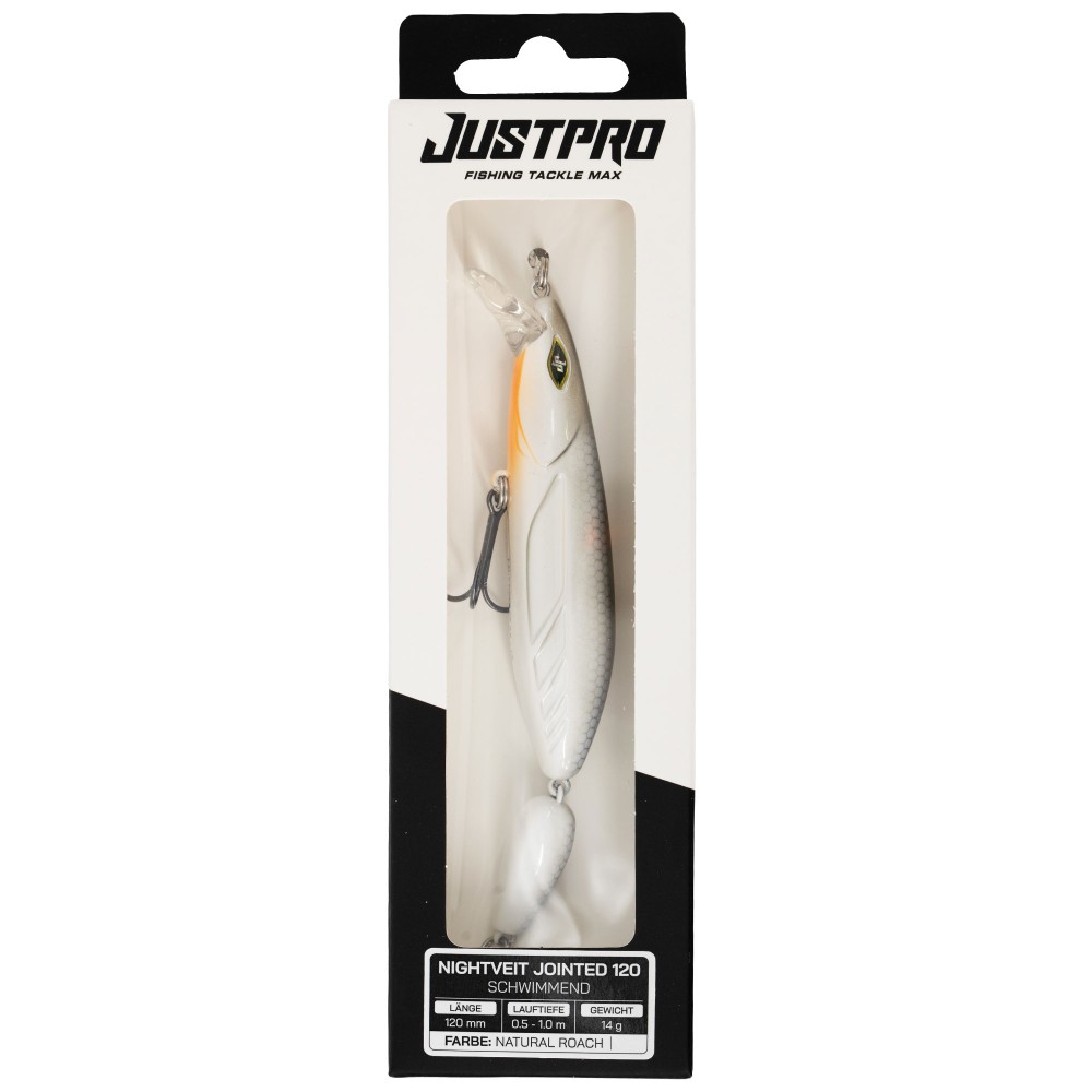 JustPro Nightveit Jointed 120 - Zanderwobbler Natural Roach - 12cm - 1 Stück
