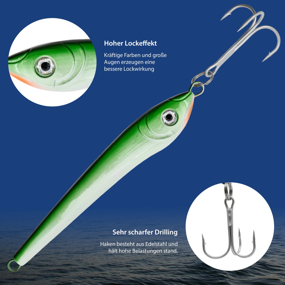 Team Deep Sea Bull Head - Pilker 300g - Sandaal Grün - 1 Stück