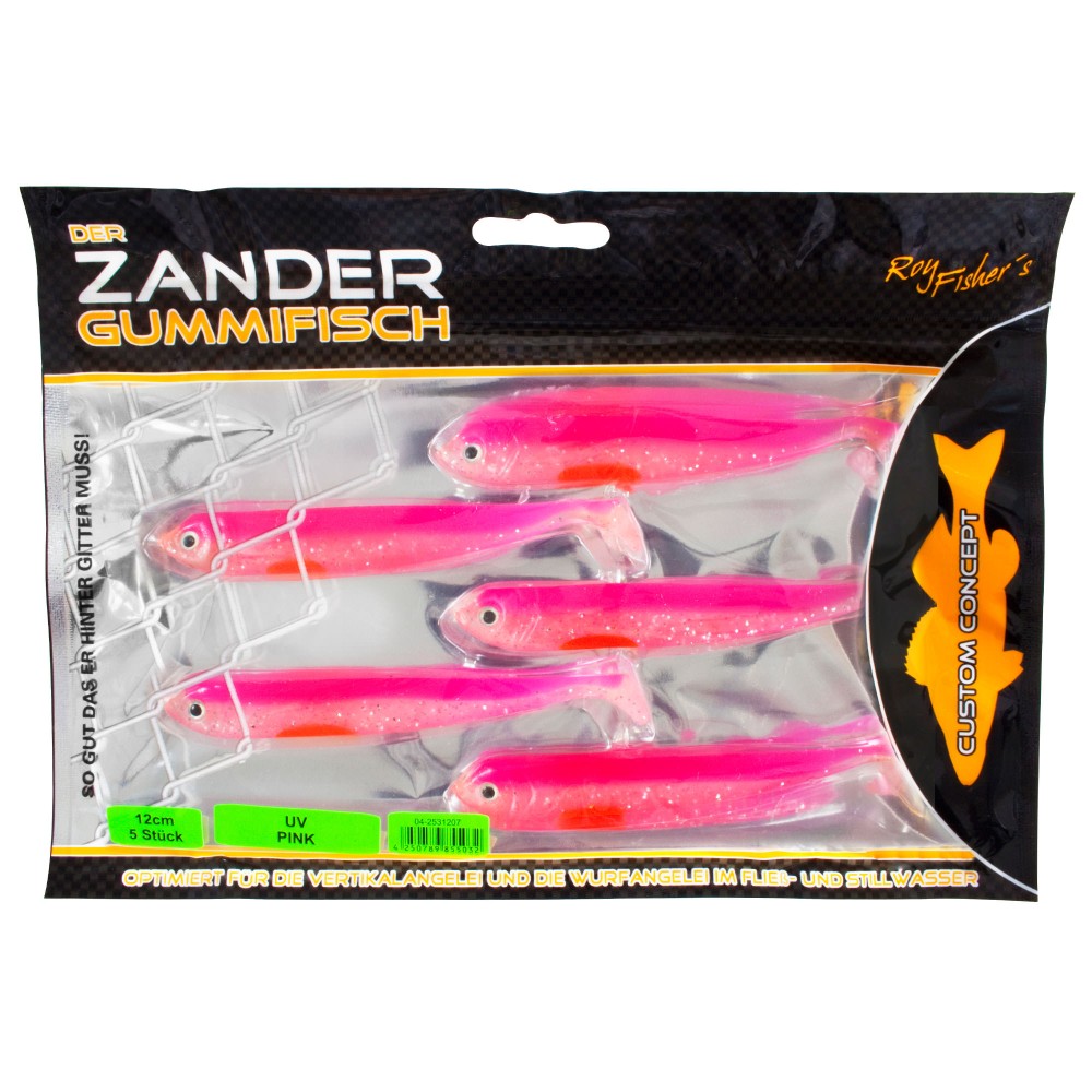 Roy Fishers Der Zander Gummifisch 12cm - UV Pink - 10g - 5 Stück