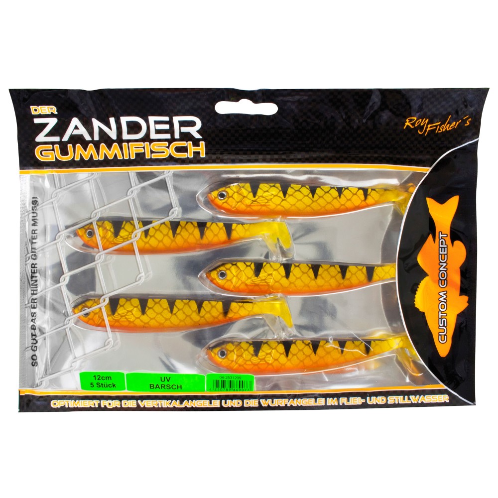 Roy Fishers Der Zander Gummifisch 12cm - UV Barsch - 10g - 5 Stück