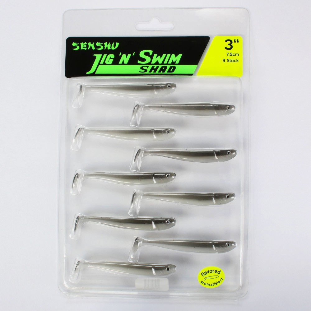 Senshu Jig 'n' Swim Shad 7.5cm - Ghost Magic - 2g - 9 Stück