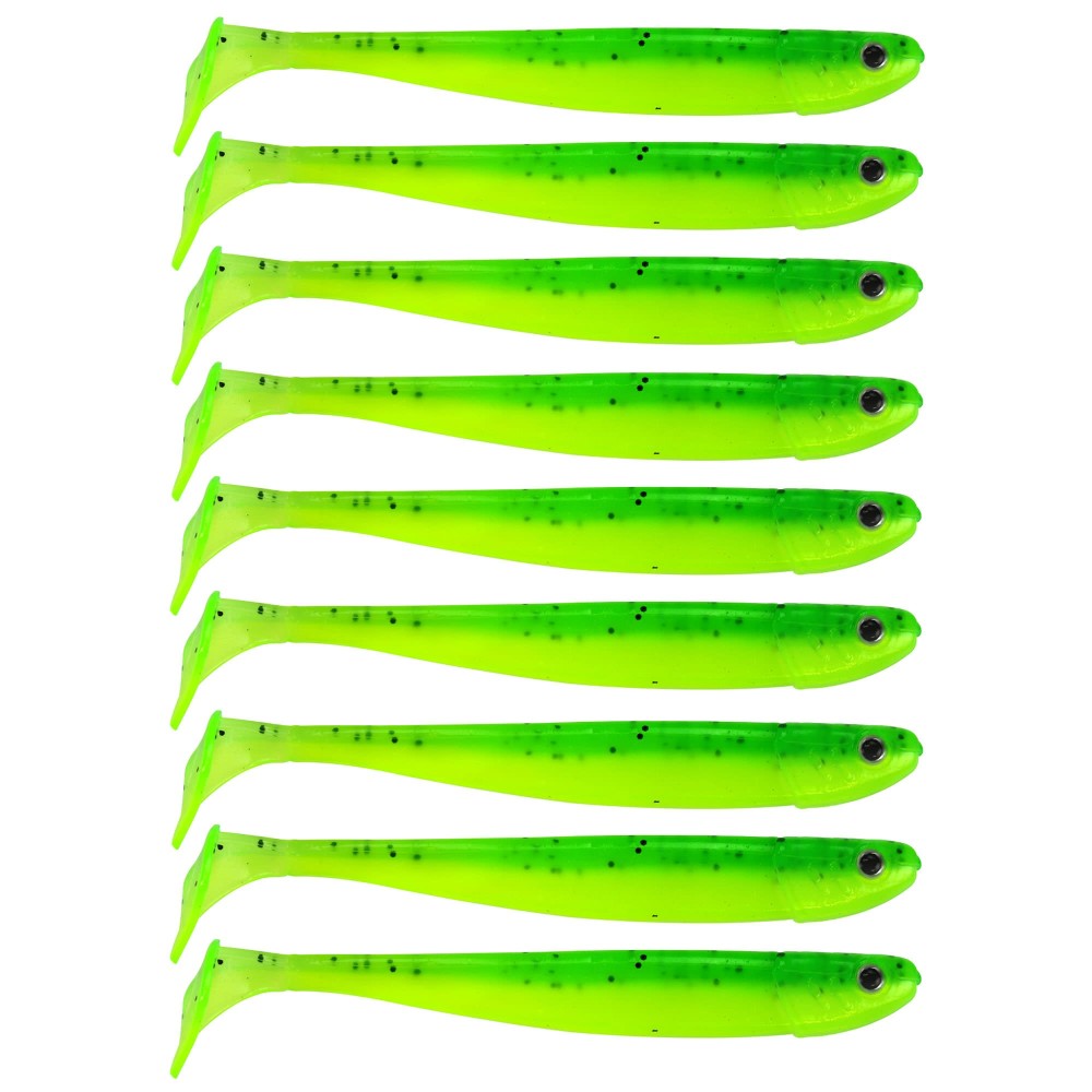 Senshu Jig 'n' Swim Shad 7.5cm - UV Chartreuse Bandit - 2g - 9 Stück