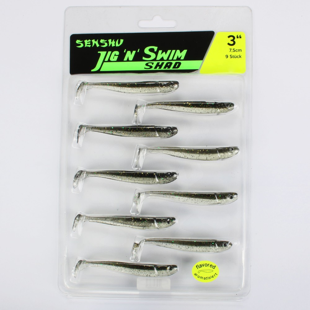 Senshu Jig 'n' Swim Shad 7.5cm - Twinkle Minnow - 2g - 9 Stück