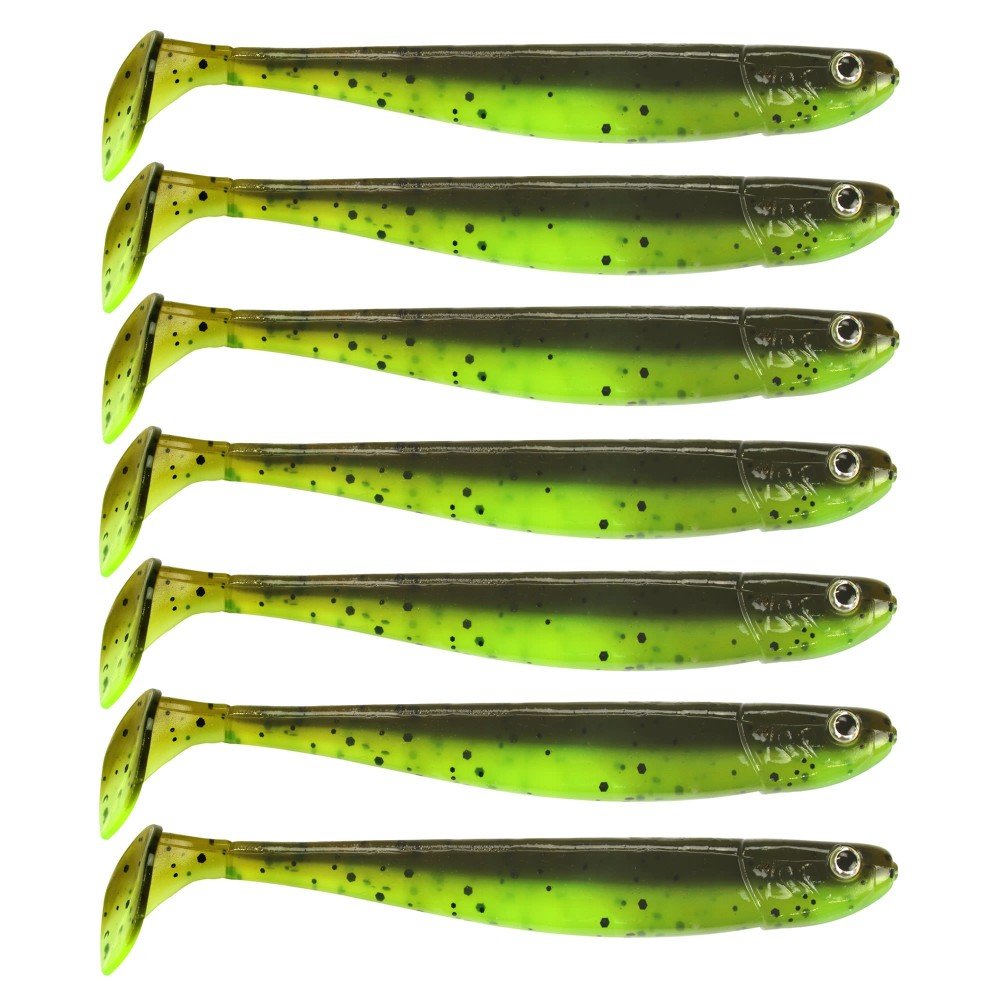 Senshu Jig 'n' Swim Shad 9.5cm - UV Chartreuse Brownie - 6g - 7 Stück