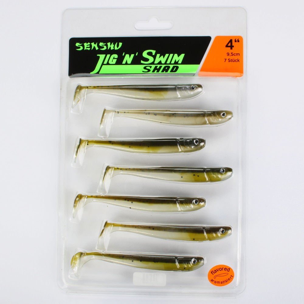 Senshu Jig 'n' Swim Shad 9.5cm - Pumpkin Police - 6g - 7 Stück