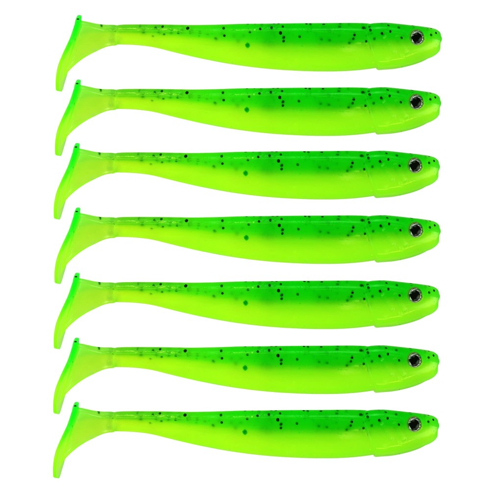 Senshu Jig 'n' Swim Shad 9.5cm - UV Chartreuse Bandit - 6g - 7 Stück