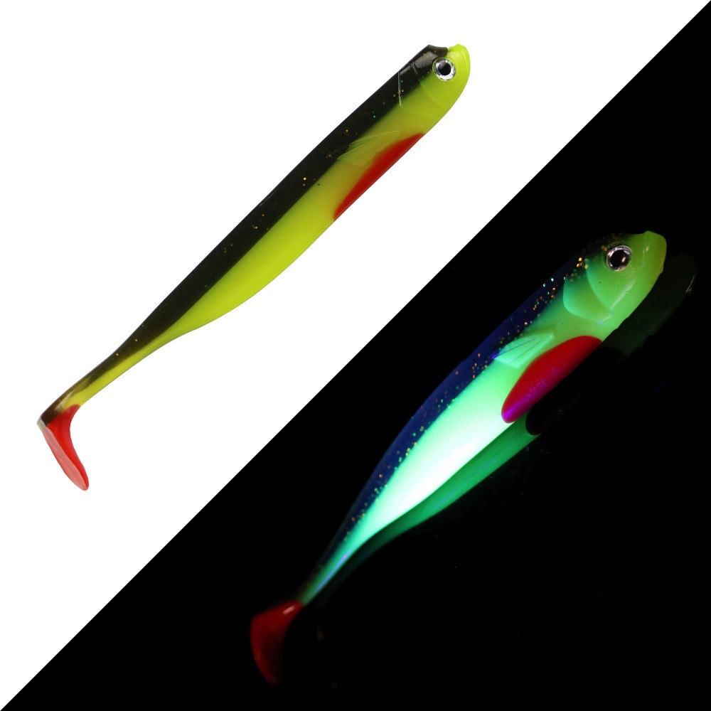 Roy Fishers Der Zander Gummifisch 12cm - UV Captain Kiwi - 10g - 5 Stück