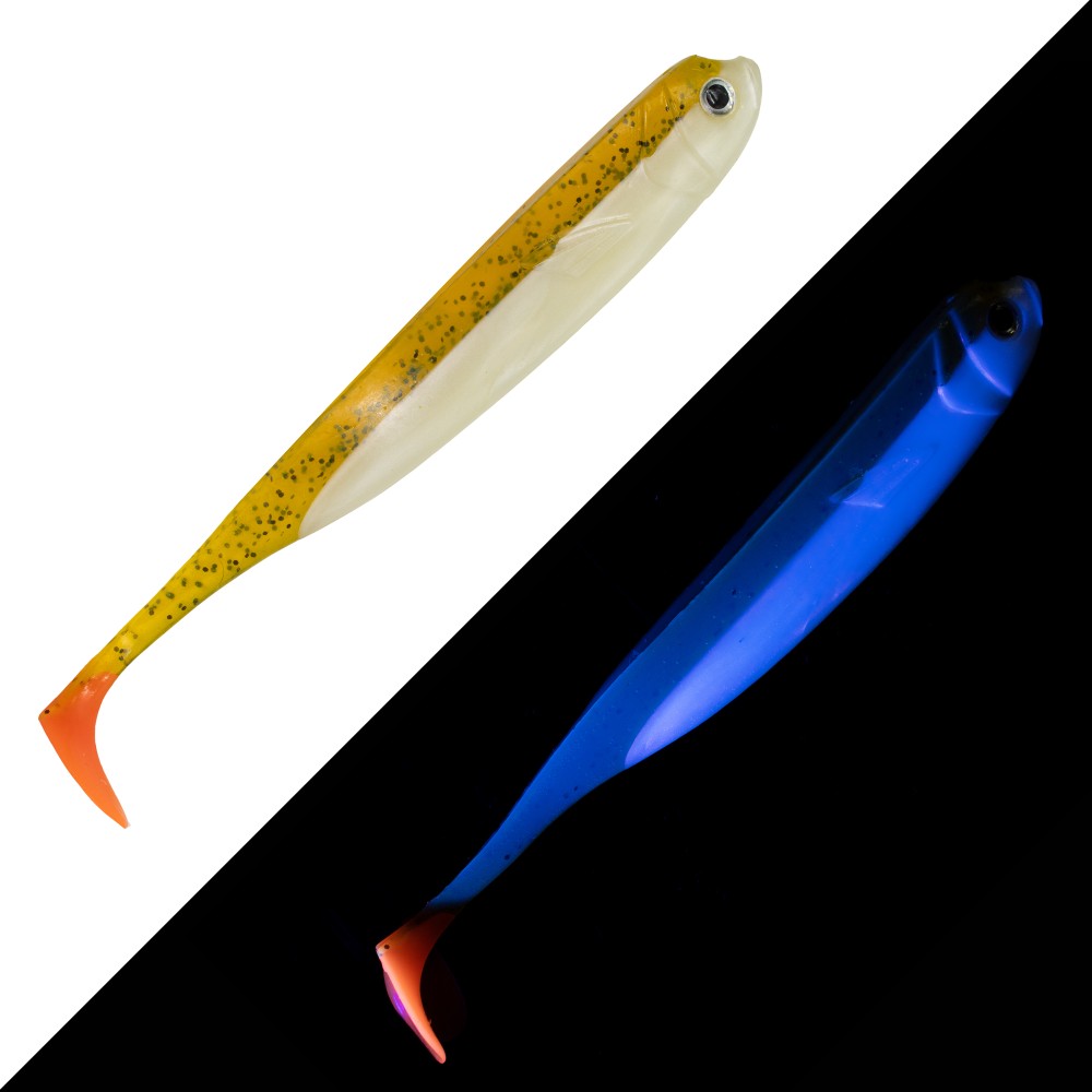 Roy Fishers Der Zander Gummifisch 20cm - UV Hot Kaulbarsch - 33g - 3 Stück