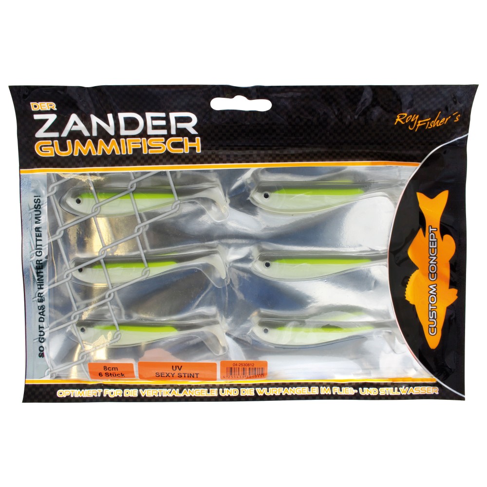 Roy Fishers Der Zander Gummifisch 8cm - UV Sexy Stint - 6g - 6 Stück