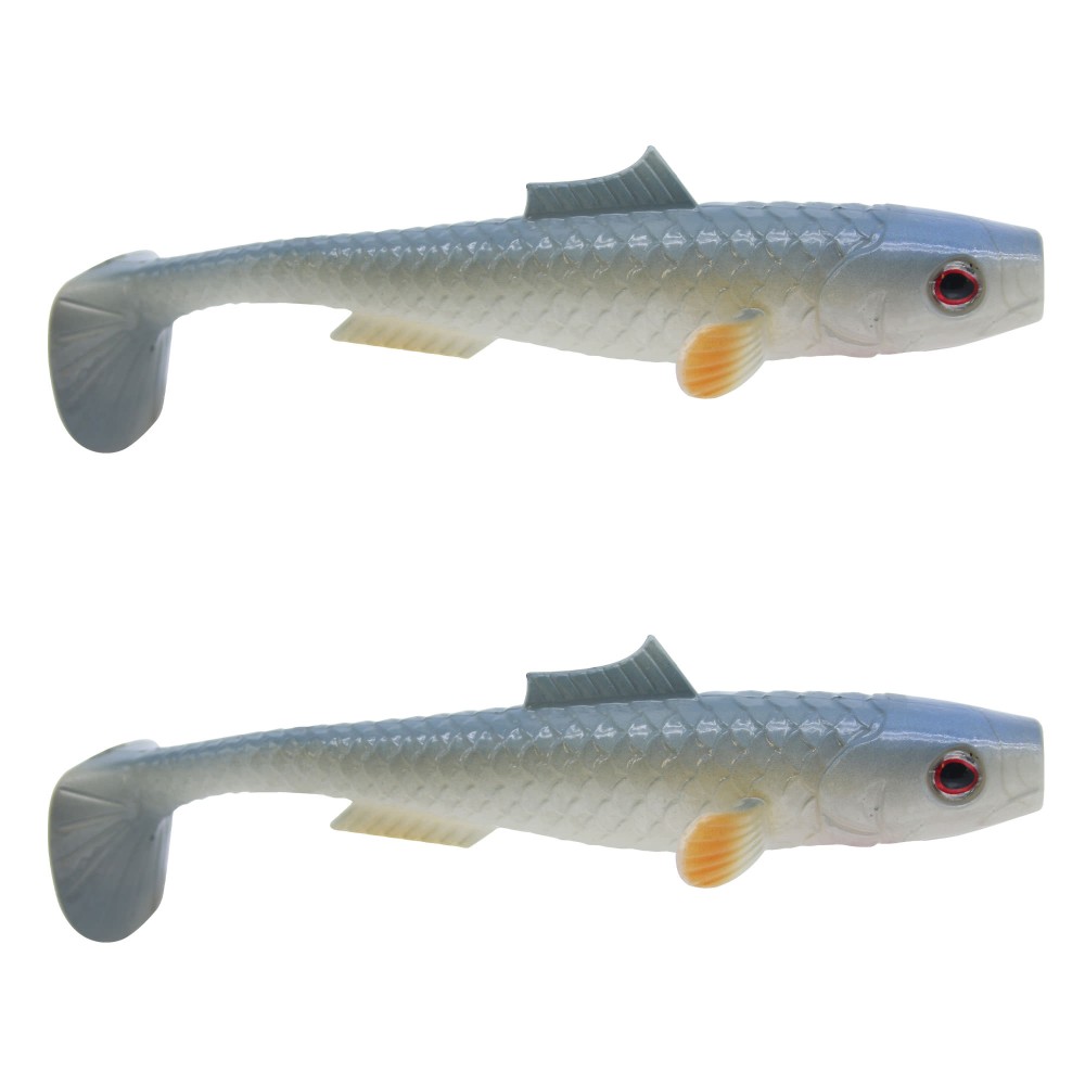 MT-Lures Pikezilla Hecht Shad 13cm - UV Natural Roach - 25g - 2 Stück