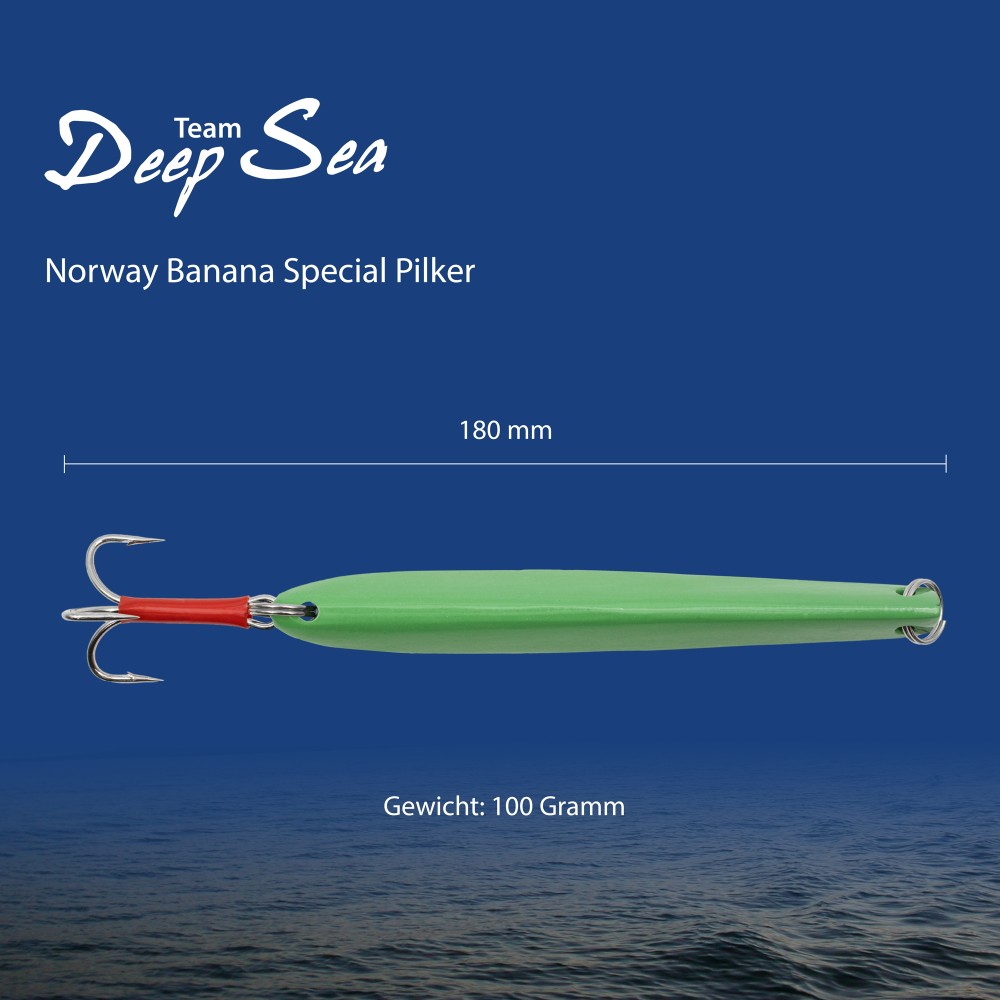 Team Deep Sea Norway Banana Special Pilker - Lead Free 100g - Grün - 1 Stück