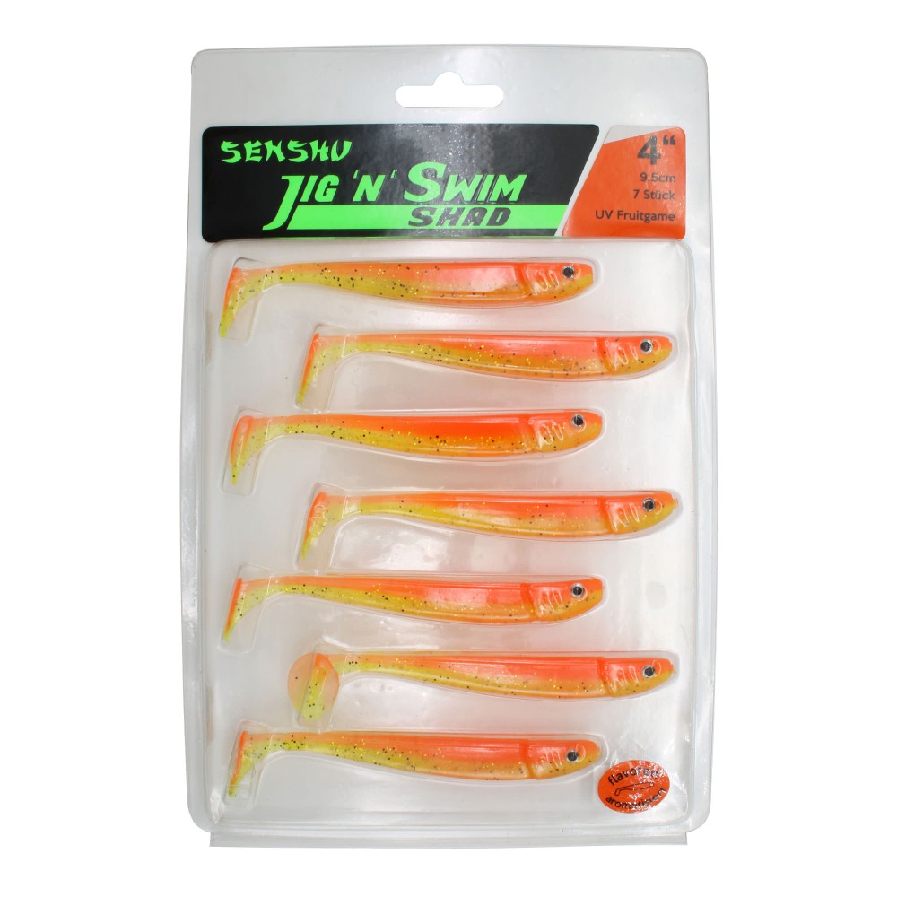 Senshu Jig 'n' Swim Shad 9.5cm - Green Tomato - 6g - 7 Stück