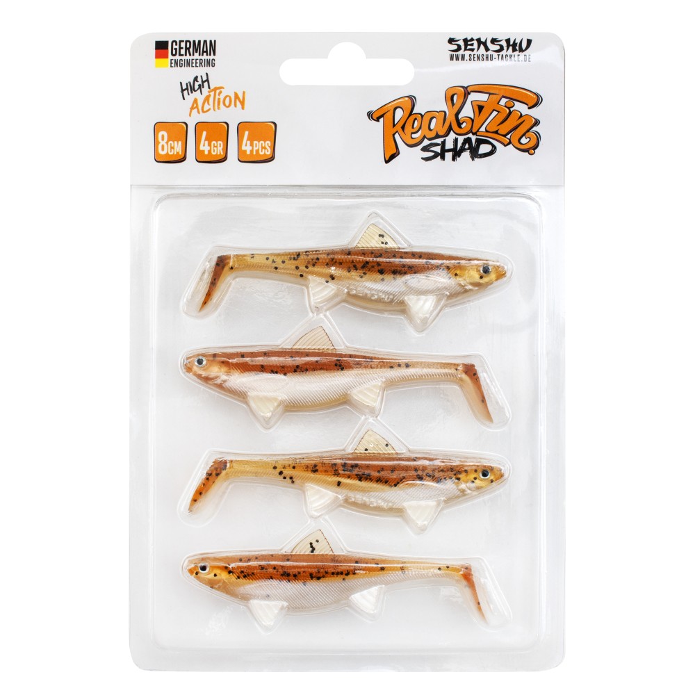 Senshu Real Fin Shad Gummifische 8cm - Magic Motoroil - 4g - 4 Stück