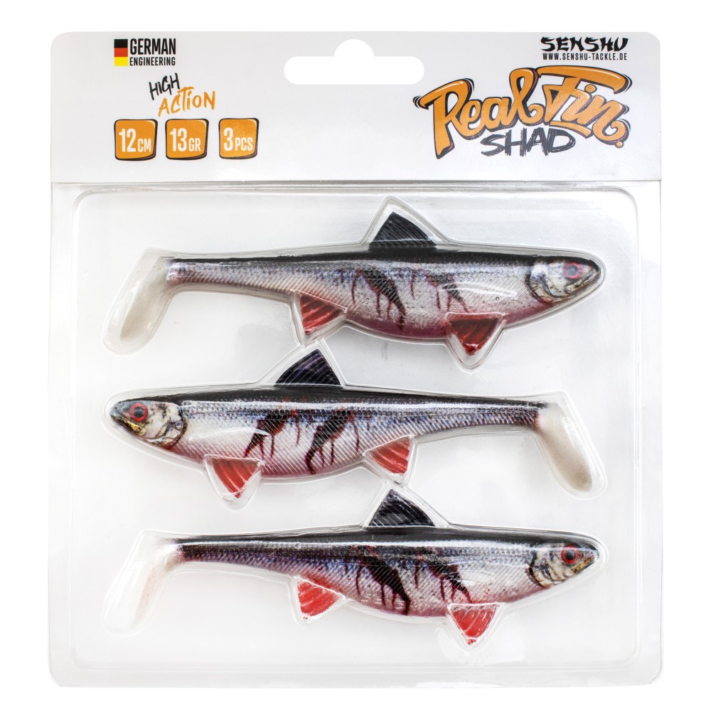 Senshu Real Fin Shad Gummifische 12cm - Bloody Baitfish - 13g - 3 Stück