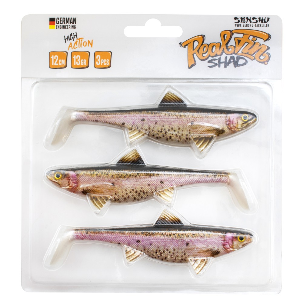 Senshu Real Fin Shad Gummifische 12cm - Rainbow Trout - 13g - 3 Stück