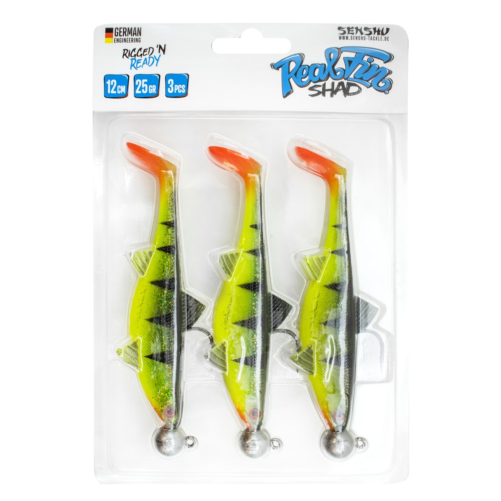 Senshu Real Fin Shad Ready2Catch Gummifische 12cm - Shiny Tiger - 25g - 3 Stück