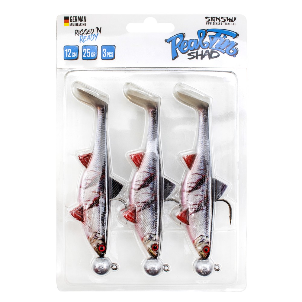 Senshu Real Fin Shad Ready2Catch Gummifische 12cm - Bloody Baitfish - 25g - 3 Stück