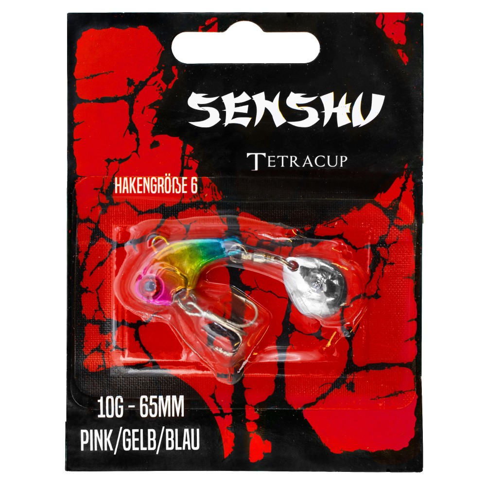 Senshu Tetracup Jig Spinner 10g - pink/gelb/blau - 65mm - Hakengröße 6