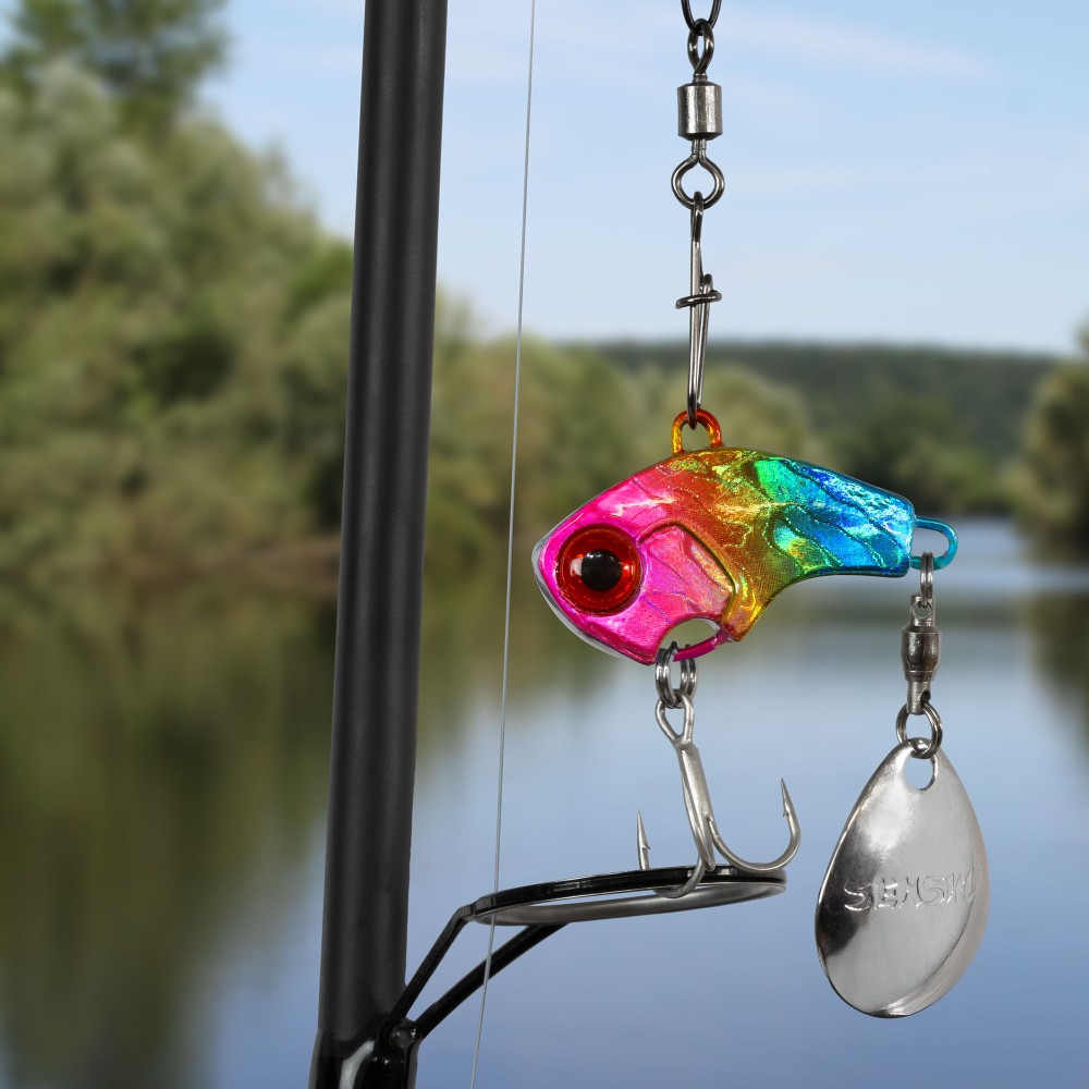 Senshu Tetracup Jig Spinner 10g - pink/gelb/blau - 65mm - Hakengröße 6