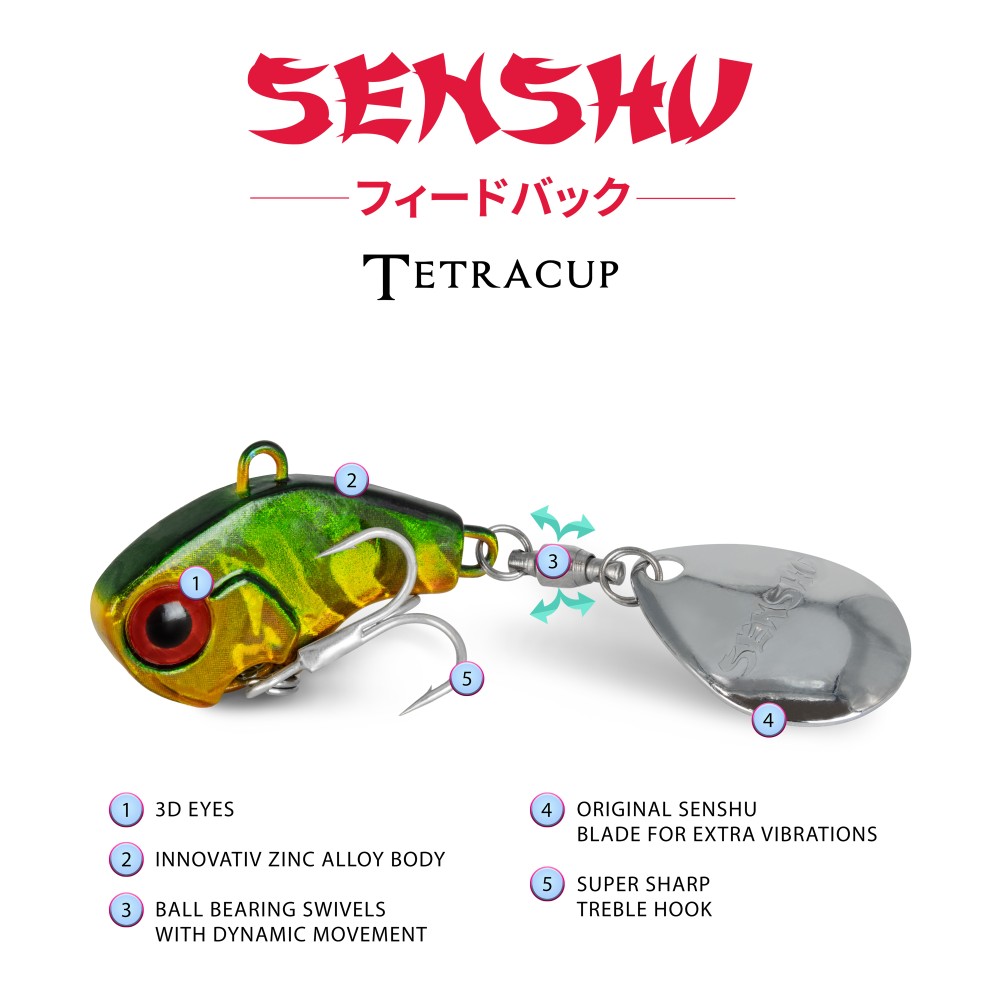 Senshu Tetracup - Jig Spinner 16g - firetiger - 65mm - Hakengröße 6