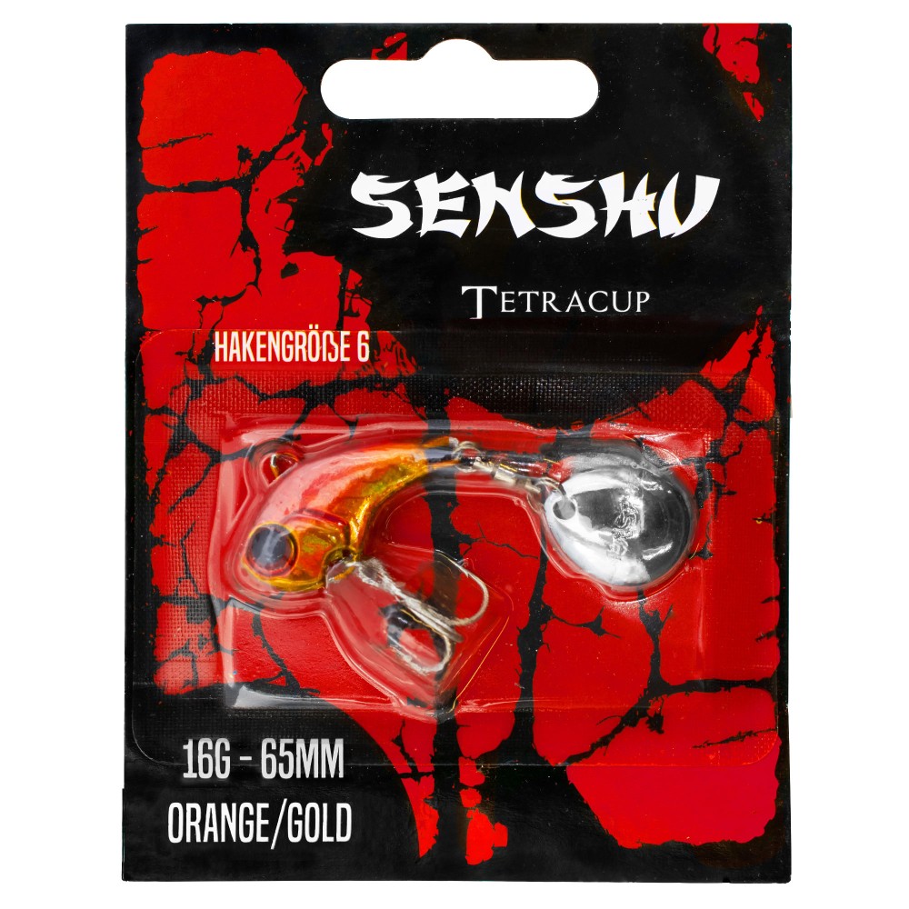Senshu Tetracup Jig Spinner 16g - orange/gold - 65mm - Hakengröße 6