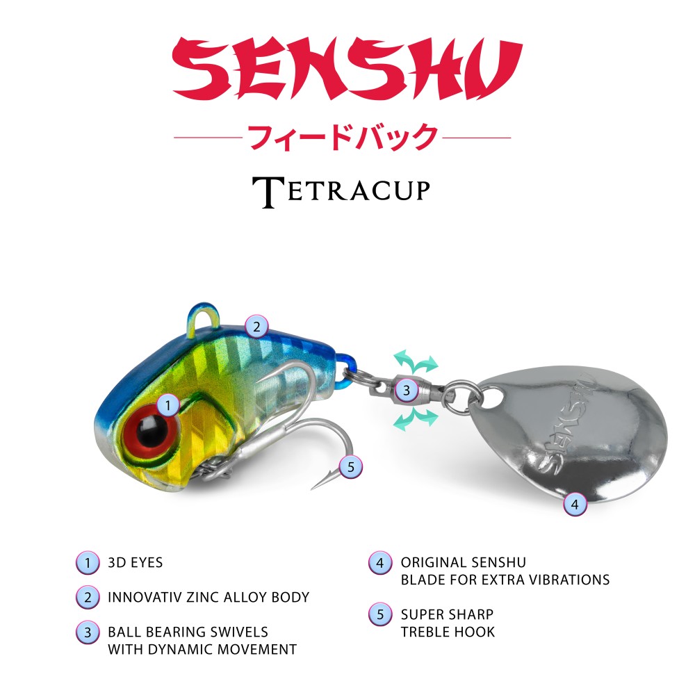 Senshu Tetracup Jig Spinner 21g - blau /silber - 65mm - Hakengröße 6