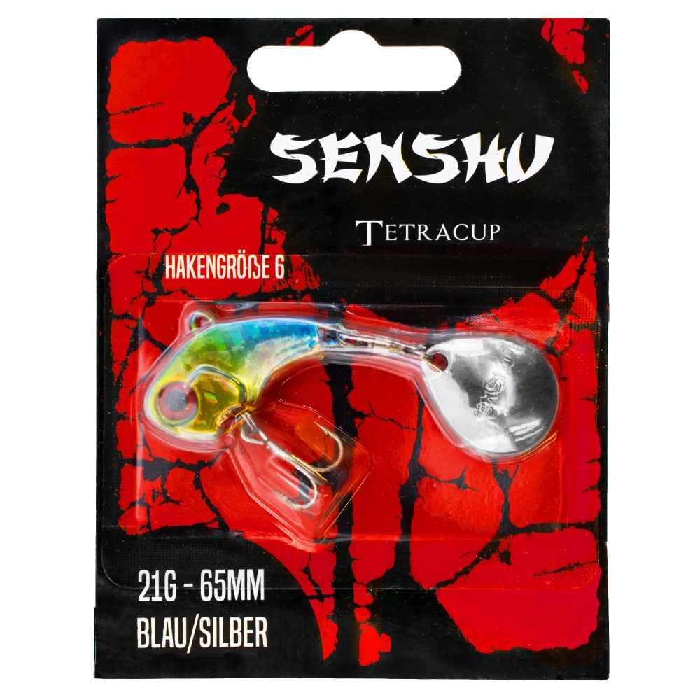 Senshu Tetracup Jig Spinner 21g - blau /silber - 65mm - Hakengröße 6