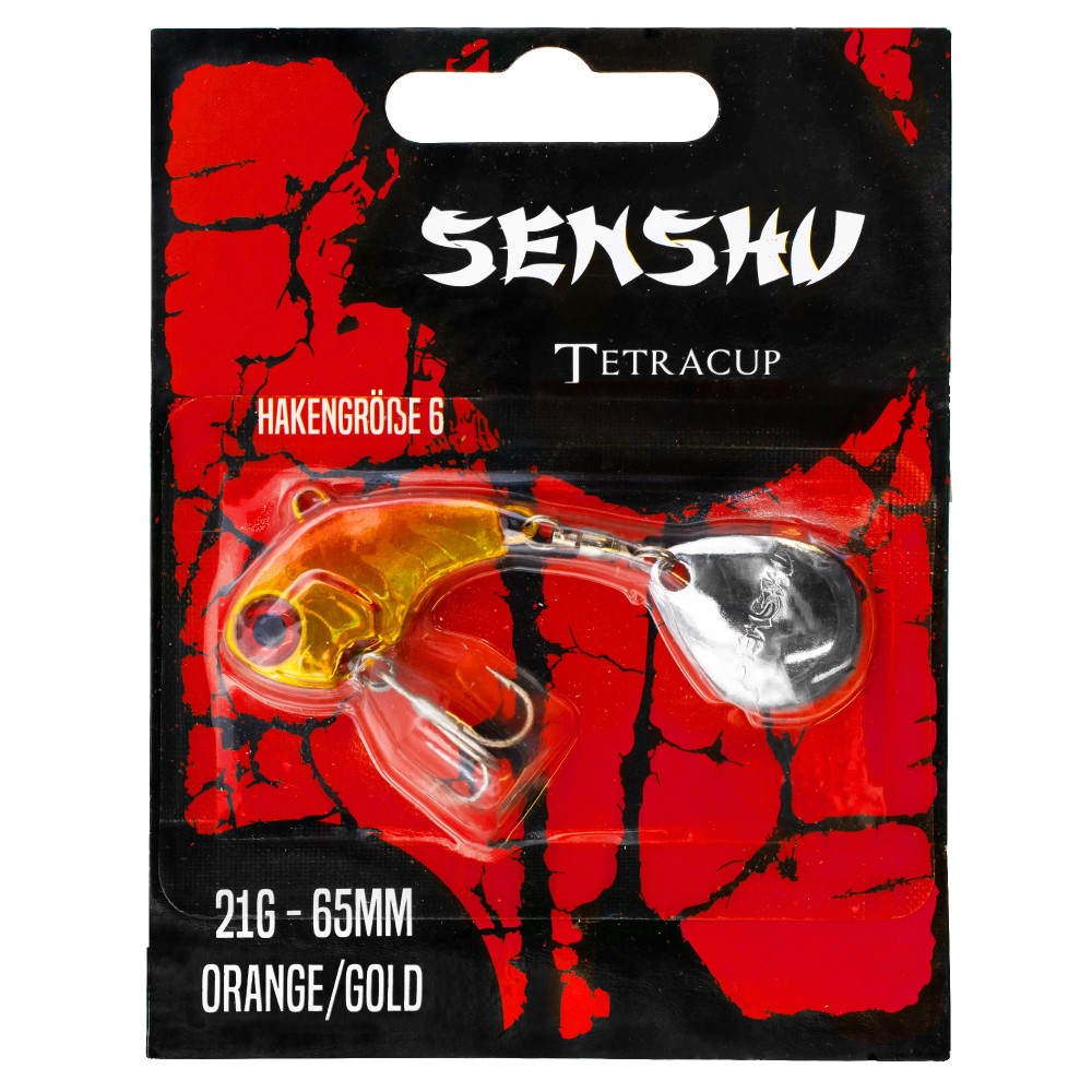 Senshu Tetracup - Jig Spinner 21g - orange/gold - 65mm - Hakengröße 6