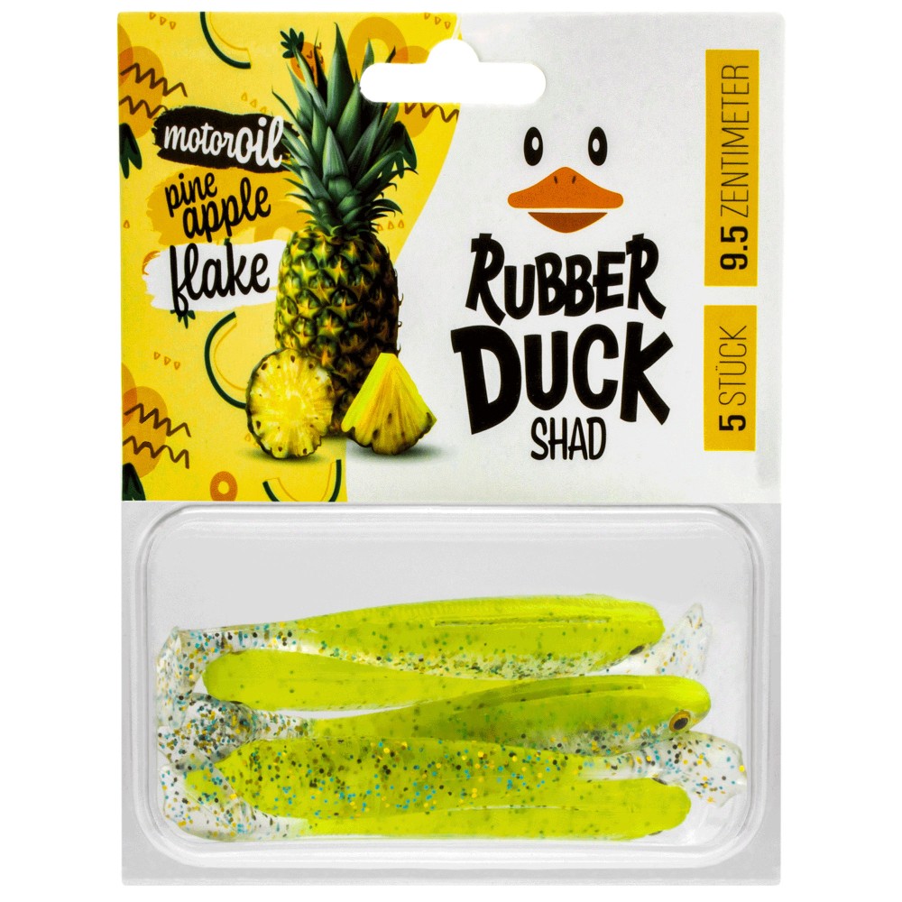 RD Rubber Duck Shad Gummifisch 9.5cm - Motoroil Pineapple Flake - 6g - 5 Stück
