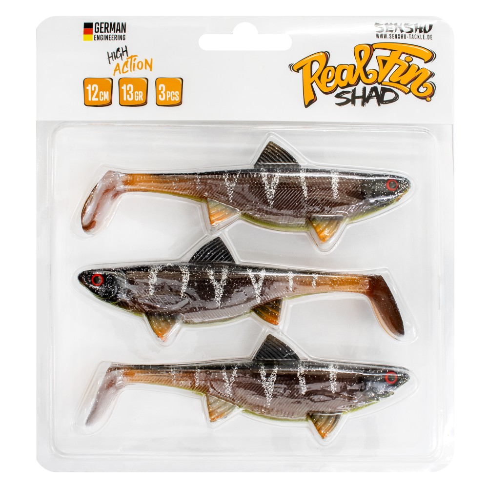 Senshu Real Fin Shad Gummifische 12cm - Sunshine Brown - 13g - 3 Stück